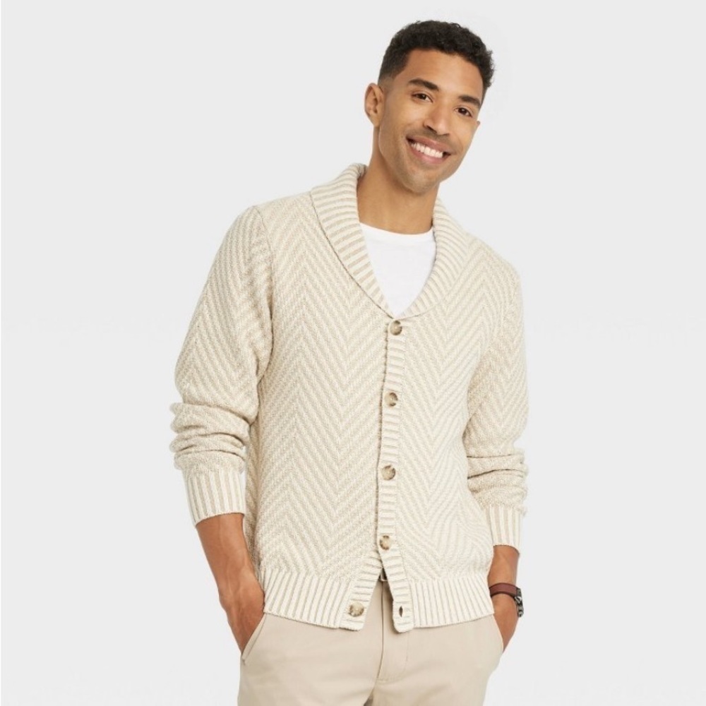 Men's Shawl Collared Sweater Cardigan -
Goodfellow & Com Cream